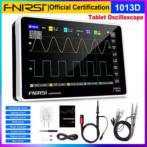 FNIRSI 1013D 7 Inch Digital Tablet Oscilloscope Dual Channel 100M Bandwidth 1GS Sampling Rate Portab