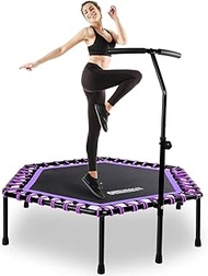'ONETWOFIT 48'' Silent Mini Trampoline with Adjustable Handle Bar Fitness Trampoline Bungee Rebounde