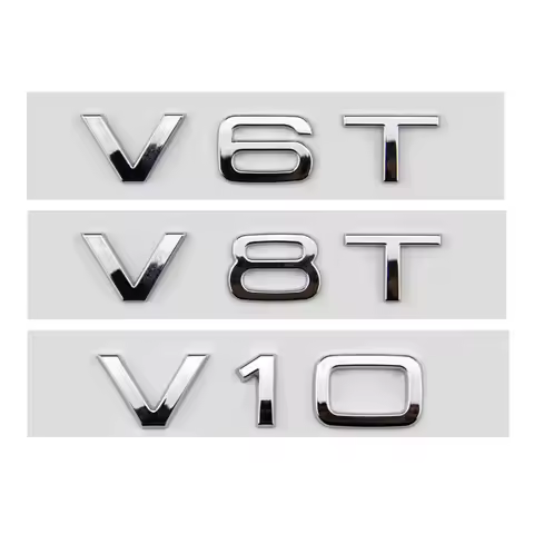 2pcs ABS Letters V10 V8T V6T Logo Car Fender Side Emblem Badge Decal For Audi A7 A6 C7 S4 A4 B7 SQ7 
