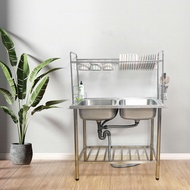 Fortem Fitness CLOSE อ่างล้างจานพร้อมขาตั้ง 2 หลุมไม่มีที่พัก พร้อมชั้นวางจาน 105x50x146 ซม. DUSTIN 