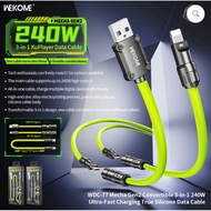 WEKOME WDC-77 3-in-1 240W Ultra-Fast Charging True Silicone Data Cable