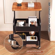 （Ready stock）Movable storage rack, living room side table, bedroom bedside table, home snack trolley