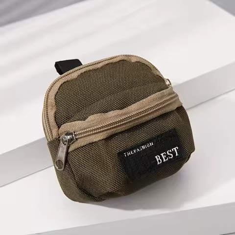 1PC Polyester Mini Tech Pouch, Portable Neck Bag w/ Strap for Earphones Outdoor Travel Gift