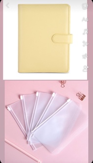 Sổ tay kế hoạch chi tiêu đựng tiền A6 bìa da tone pastel ( kèm 5 túi zip + 1 tập note )