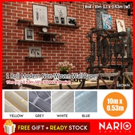 NARIO10 Meter 2D Brick Pattern Non-woven Art Decoration Home Kitchen Flocking Wallpaper Wall Roll