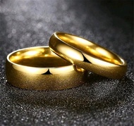 Free Box - Cincin Couple Titanium Gold Emas Polos Simpel Pria Wanita