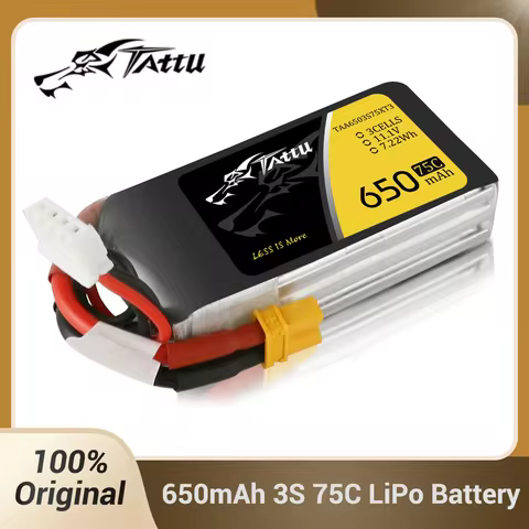 Tattu ACE 2S 3S 650mAh Lipo Battery 7.4V/11.1V 75C RC Battery with XT30 Plug for RC FPV Racing Drone