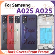 For Samsung A02s A025 Battery Back Cover Full Set with Middle Frame Buttons Camera Lens Frame LCD Fr