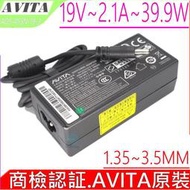 AVITA 19V 2.1A 39.9W 2.37A 40W 原裝充電器 NS14A6，NS14A9，NS12A1，NS13A2，NS14A， NEXSTGO VJE151G11W， ADS-45SN-19-3