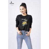 COD Áo thun cotton nữ dài tay FIONA. dáng suông cổ tròn in hoa F520682ERDHTRFXDHTF