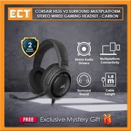 Corsair HS35 V2 Surround Multiplatform Stereo Wired Gaming Headset - Carbon / Blue / Red