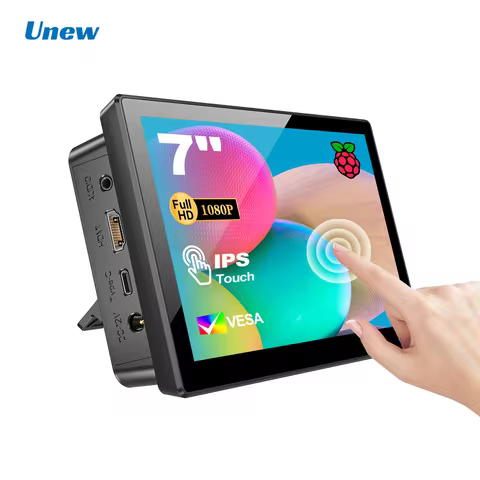 Unew 7" Raspberry Pi Touch Monitor 1920x1080 60Hz HDMI Speaker Fan for Raspi 5 4 3 Orange Pi