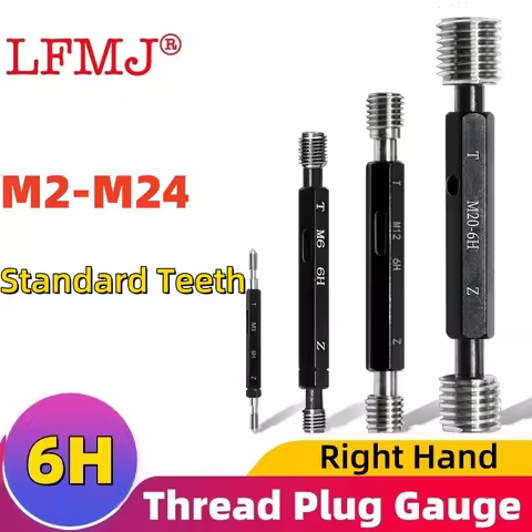 1PCS 6H Steel Metric Screw Standard Tooth M2M3M4M5M6M8M10M12M14M16-M24 Thread Plug Gauge High Qualit