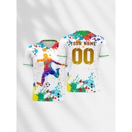 Autumn, Printed, Boys' Personalized V-Neck, Suitable, Name Polyester Football Jersey, Can Customize 