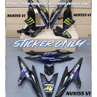 NVX 155 V1 AEROX 155 Monster Limited Edition Body Cover Stripe Sticker - Blue / NVX 155 V2 - Black