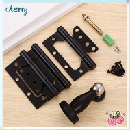 CHERRY Door Stopper Hinge Set, 3+1 Set Small Stainless Steel Hinge, Useful 4 Inches Flat Solid Door 