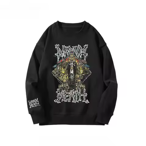 Y2k Napalm Death Heavy Metal Band Crewneck T-shirt for Both Men and Women - Hard-core Rock Top for T