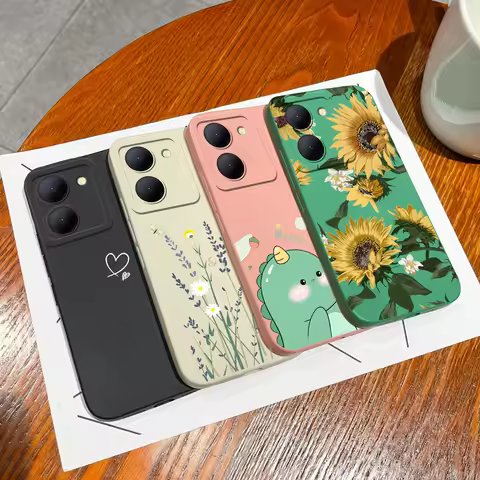 For Vivo Y36 4G 5G Russia Phone Case Fashion Flowers Smooth Liquid Shockproof Bumper Back Cover For 