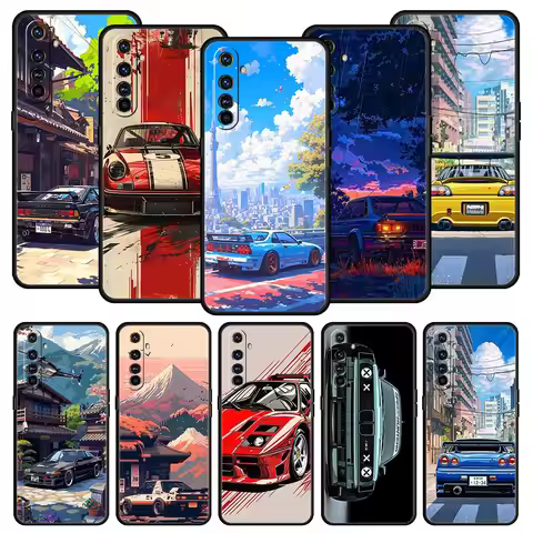 JDM Tokyo Drift Sports Car Case For Realme 12 11 10 9 8 5G 7 6 GT5 GT3 GT2 Pro Plus C21 C25 C35 For 