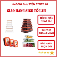 Hộp Đựng Thực Phẩm Chữ Nhật Nhiều Cỡ Có Nắp Sản Xuất Theo Tiêu Chuẩn Nhật Bản Inochi ( Tặng kèm khăn