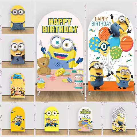 Minions Arched Background Cover Yellow Cartoon Characters Children's Birthday Party Decoration Backg