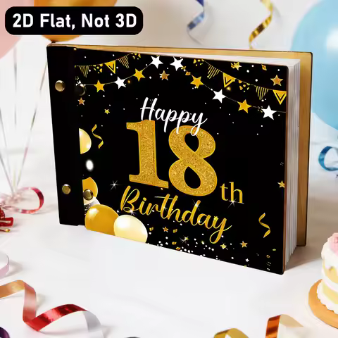 elegant 18th birthday Wooden message book & Guest Book - floral birthday party decoration with golde