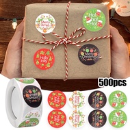 Multi-Function Adhesive Labels / Christmas Stationery Decorations / 500 Pcs/roll Merry Christmas Stickers / Christmas Series Gift Packaging Label Sticker