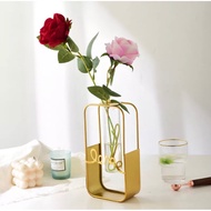 Vase Flower Arrangement With Transparent Gold Frame