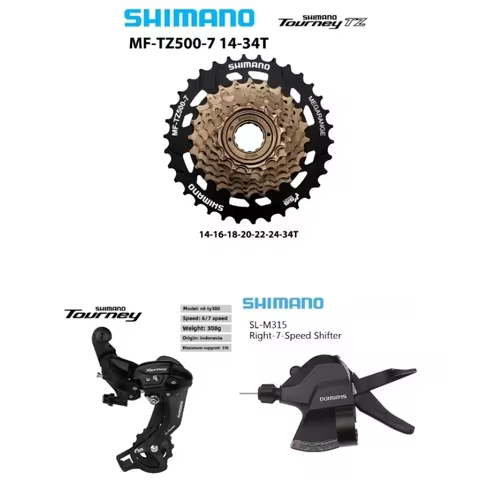 SHIMANO Tourney 7 Speed Groupset include M315 Shifter TY300 Rear Derailleur HG200 TZ500 Cassette Spr