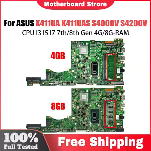 X411UA Mainboard For ASUS Vivobook 14 K411UAS S4000V S4200V A411U K411U F411U Motherboard CPU I3 I5 