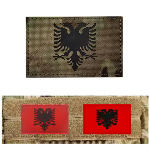Reflective Rubber Embroidered Albania Flag Patches Albanian Flags Shoulder Patch Hook Loop Armband D