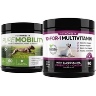 PetHonesty PureMobility Glucosamine for Dogs + 10 in 1 Dog Multivitamin Soft Chew Supplement Bundle