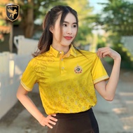 MAWIN เสื้อโปโลสีเหลืองทอง ลายดอกรักราชกัญญา รุ่นพิเศษ72พรรษา