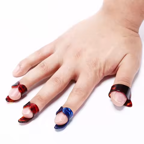 NEW 4Pcs/set Finger Guitar Picks Celluloid Finger Thumb Guitar Pick Mediator Celluloid Thumb Pick Fi