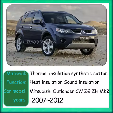 For Mitsubishi Outlander CW ZG ZH MK2 2007~2012 2008 Car Hood Thermal lining Engine Soundproof Cotto