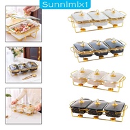 [Sunnimix1] Chafing Dish Buffet Set Casserole Dish Buffet Server with Glass Lid Warming Trays Food W