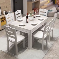4 Modern Simple 6 Table Dining Table Chair Dining People Small Apartment Wooden Solid Wooden People 