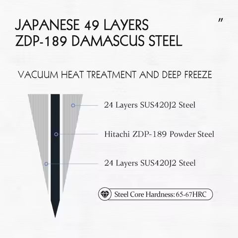 HEZHEN 8.3 Inch Bunka Knife 49 Layers ZDP-189 Damascus steel Powder Core Steel Kitchen Cook Wooden G