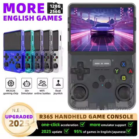【2025 Upgrade】256G R36S Handheld Game Console for N64 PSP PS1 50+ Retro Emulator ArkOS 3.5inch IPS S