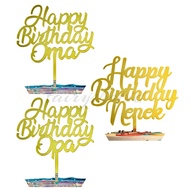 TOPPER KUE AKRILIK HAPPY BIRTHDAY OMA OPA NENEK GRANDMOTHER GRANDFATHER GRANDMA GRANDPA / CAKE TOPPE