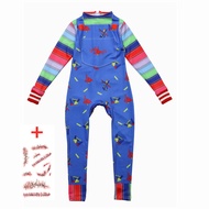 Chucky Halloween Costume for Kids Button Up Romper with Printed Letters Horror Party Outfit Child Ca