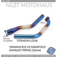❀Yamaha R15 V3 MT15 R15M Exhaust Manifold 32mm Piping Biasa  Titanium  Powerbomb COMBO♖