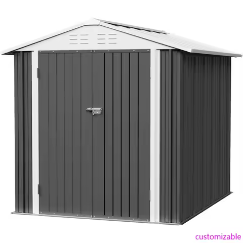 2025-New-Metal Outdoor Storage Shed 6 x 8 FT Metal Shed with Lockable Door,Waterproof Garden Tool Sh