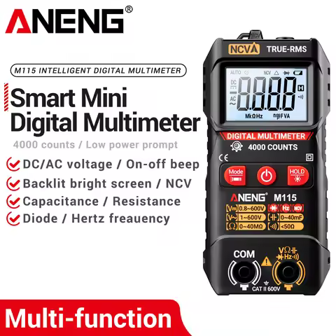 ANENG M115 Digital Multimeter 4000 Counts 600V AC DC NCV Voltage Detector Capacitance Frequency Flas