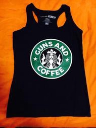 美國STARBUCKS風創意軍事挖背背心 Tank top 女生 黑色