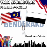 【Benderaku】【2in1】Jalur Gemilang + Pahang Flag Twin Spring Flag Malaysia + Pahang Flag Table Spring F