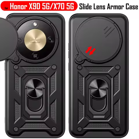 Magnetic Rotate Ring Stand Funda for Honor X9D 5G Armor Case for Honor X70 5G Case Rotate Slide Lens