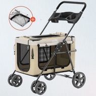 Butler's House Dog Stroller [Free Rain Cover] Medium-to-large dog stroller, detachable folding, light khaki