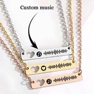 1 PC Customized Music Code Necklace, Custom Engraved Music Code Necklace, 3.5*0.6cm Personalized Sta
