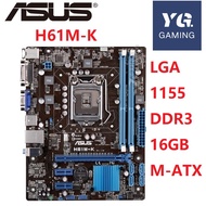 Asus H61M-K Desktop Motherboard H61 Socket LGA 1155 i3 i5 i7 DDR3 16G Micro-ATX UEFI BIOS Used Mainboard